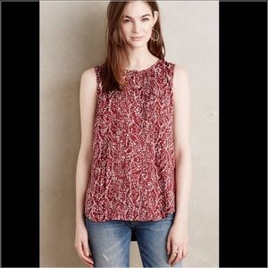 ANTHROPOLOGIE Dolan red white flower tank blouse s